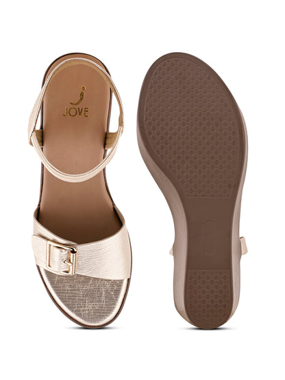Women, Women Footwear, Gold Wedges