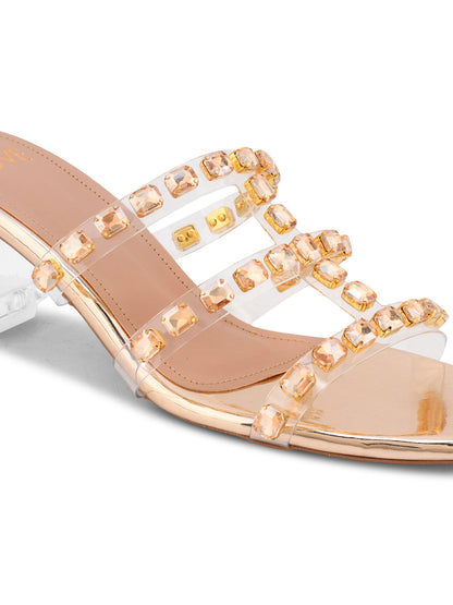 Women Gold Embellished sandals
