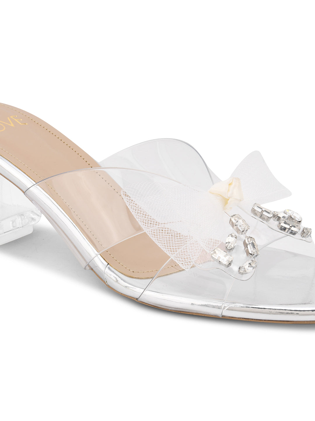 Women Silver solid Bow sandals