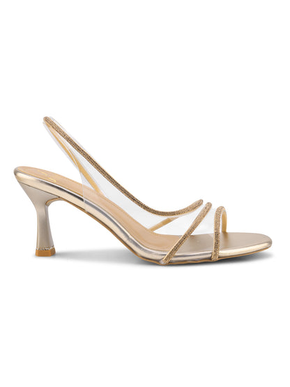 Women, Women Footwear, Gold sandals