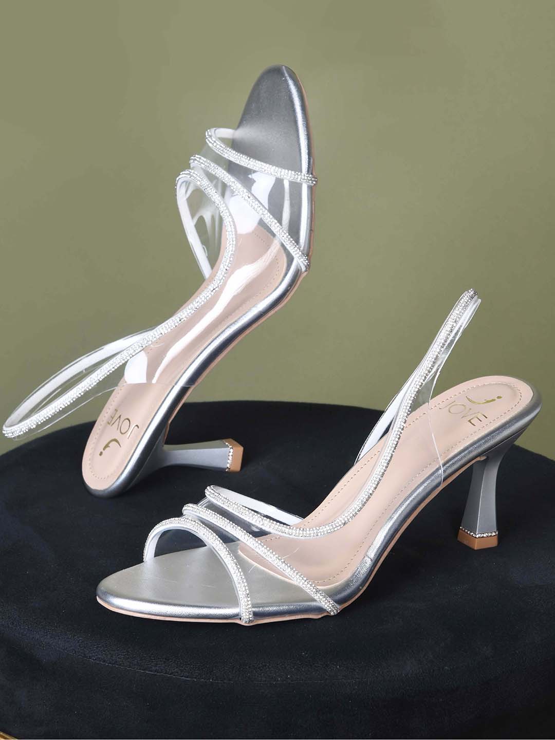 Women, Women Footwear, Silver sandals