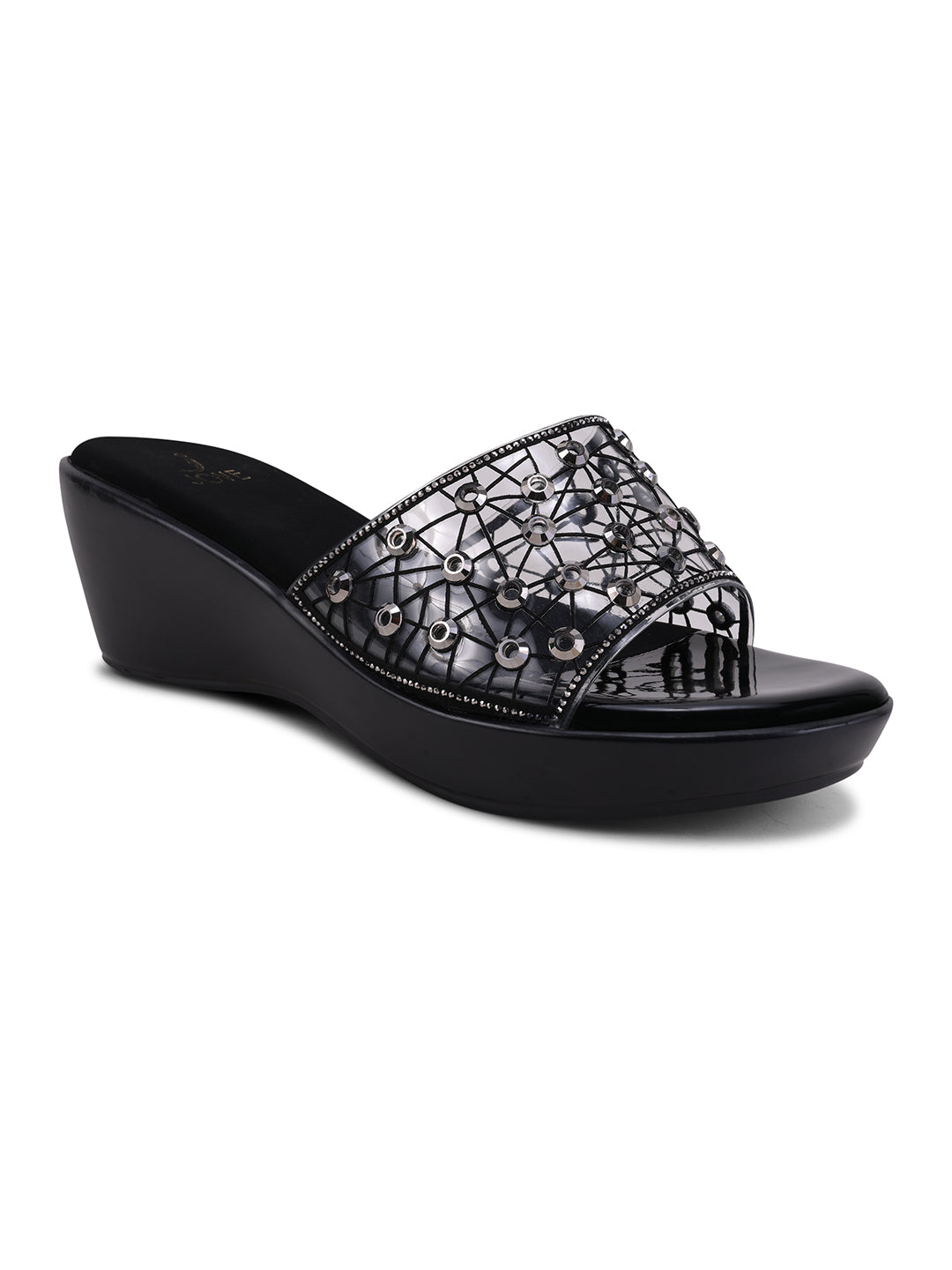 Women, Women Footwear, Black Wedges