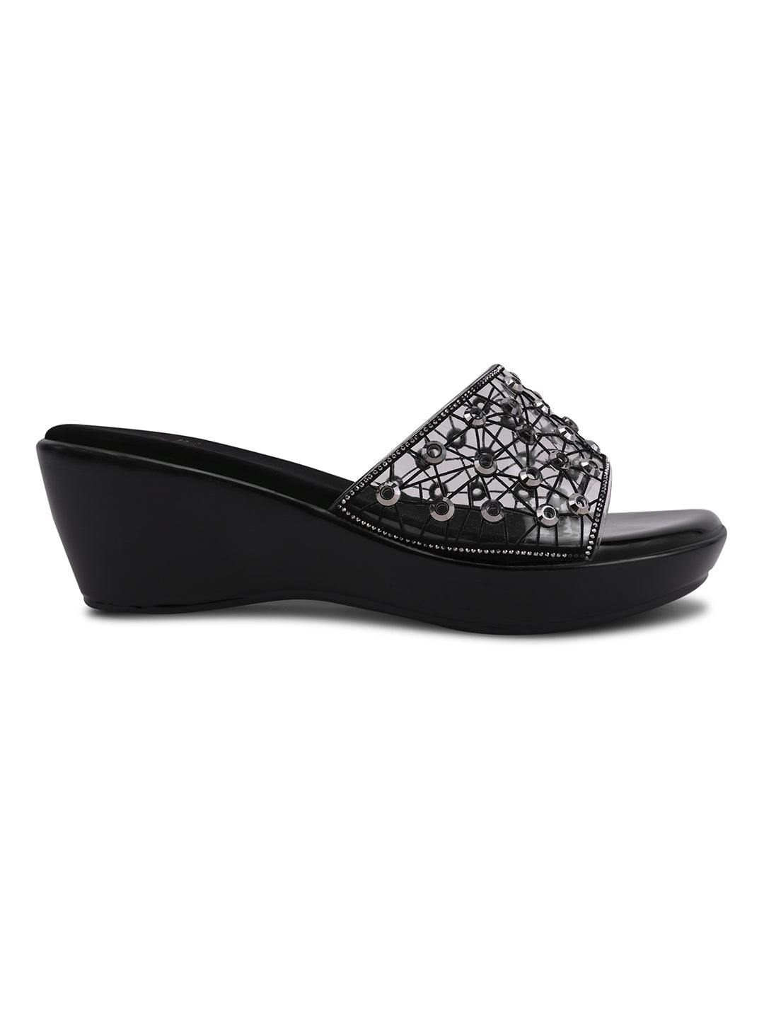 Women, Women Footwear, Black Wedges