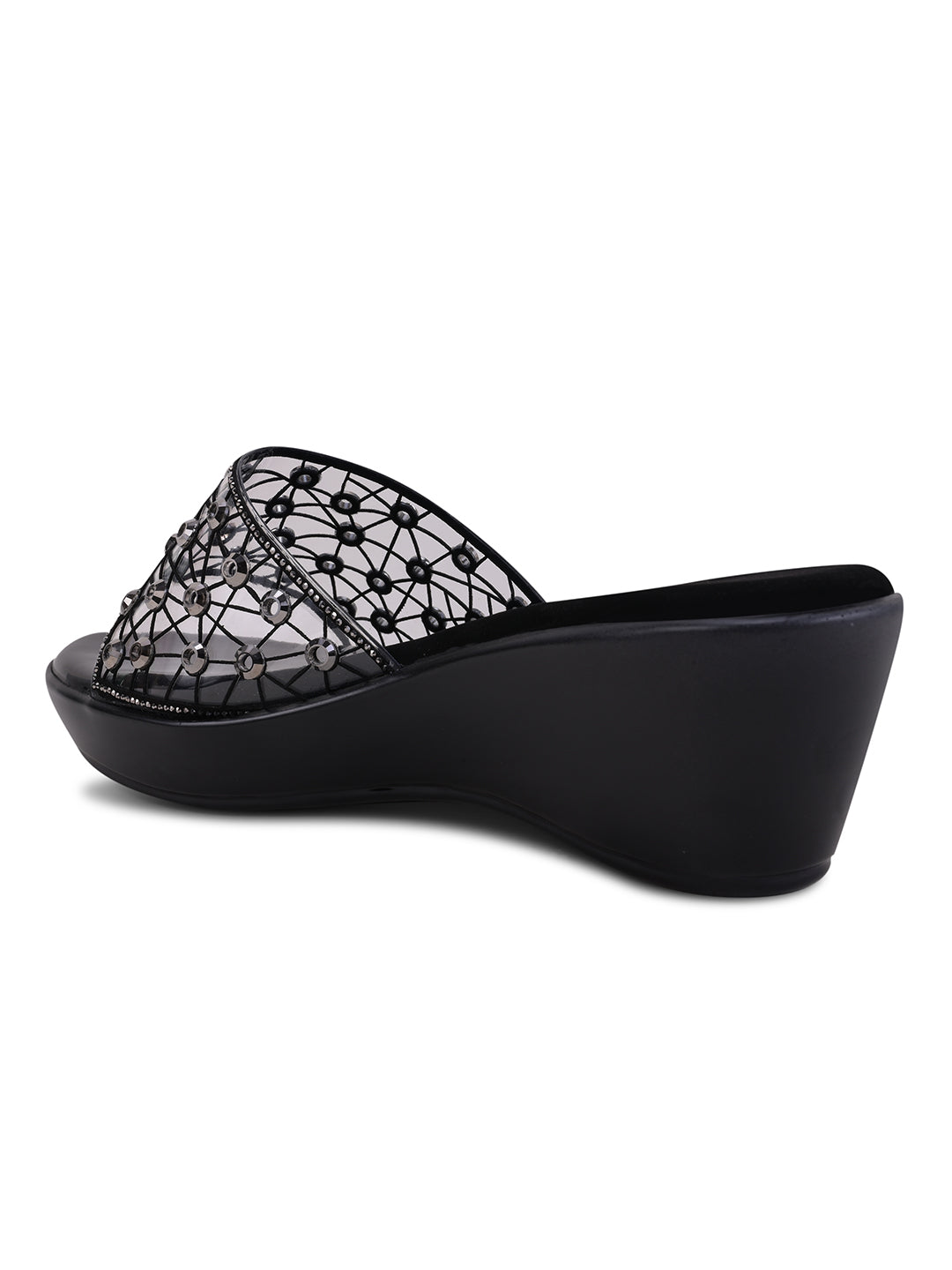 Women, Women Footwear, Black Wedges