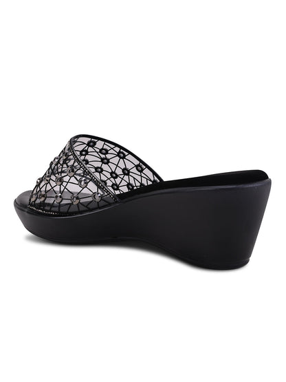 Women, Women Footwear, Black Wedges