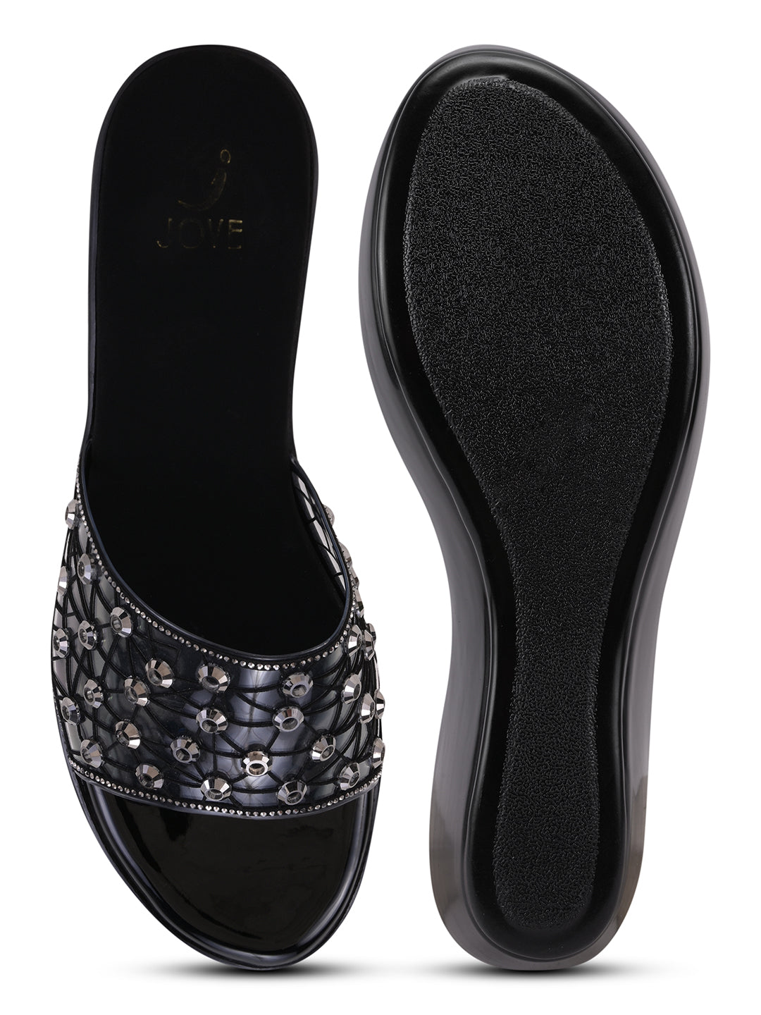 Women, Women Footwear, Black Wedges