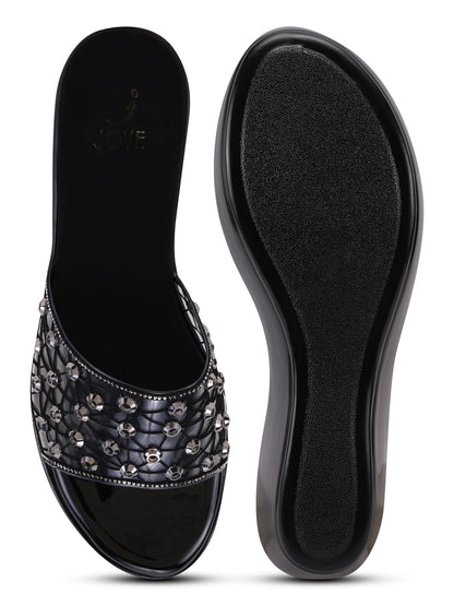 Women, Women Footwear, Black Wedges