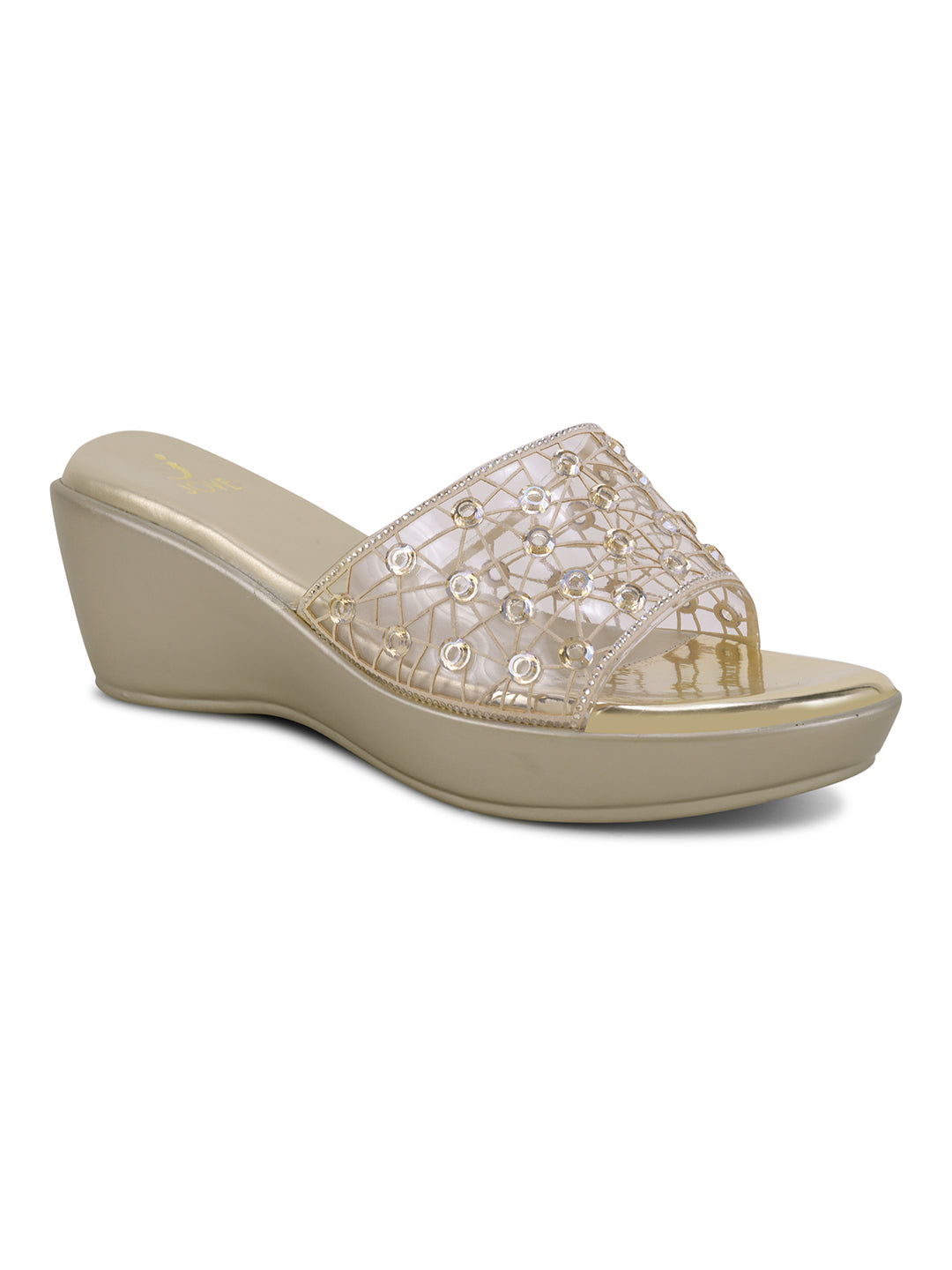 Women, Women Footwear, Gold Wedges
