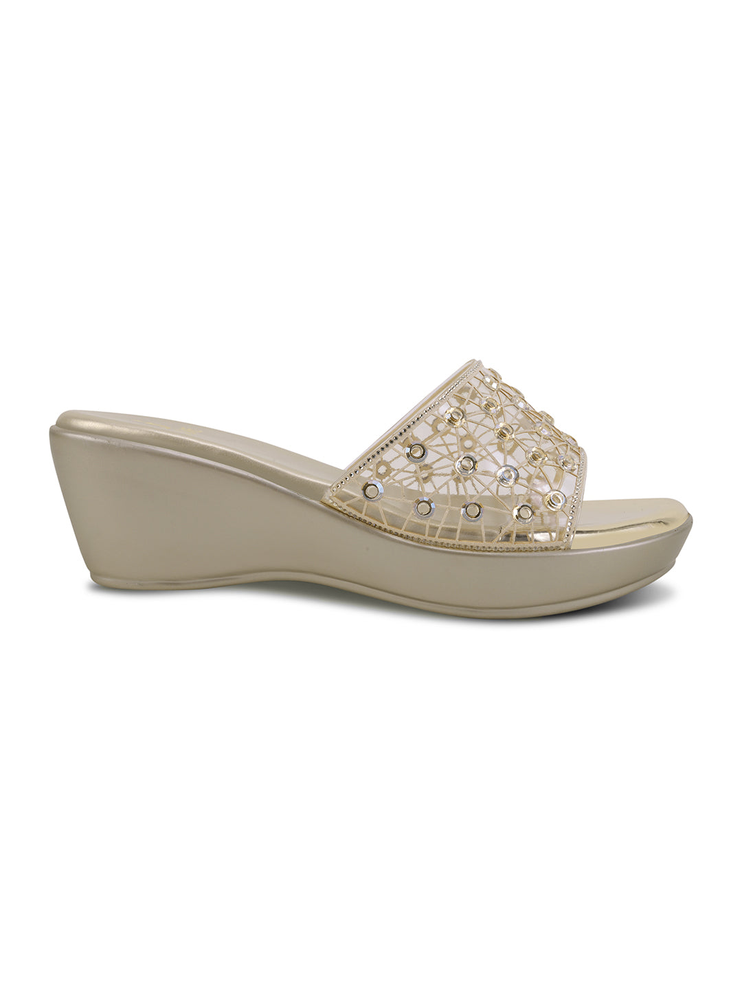 Women, Women Footwear, Gold Wedges