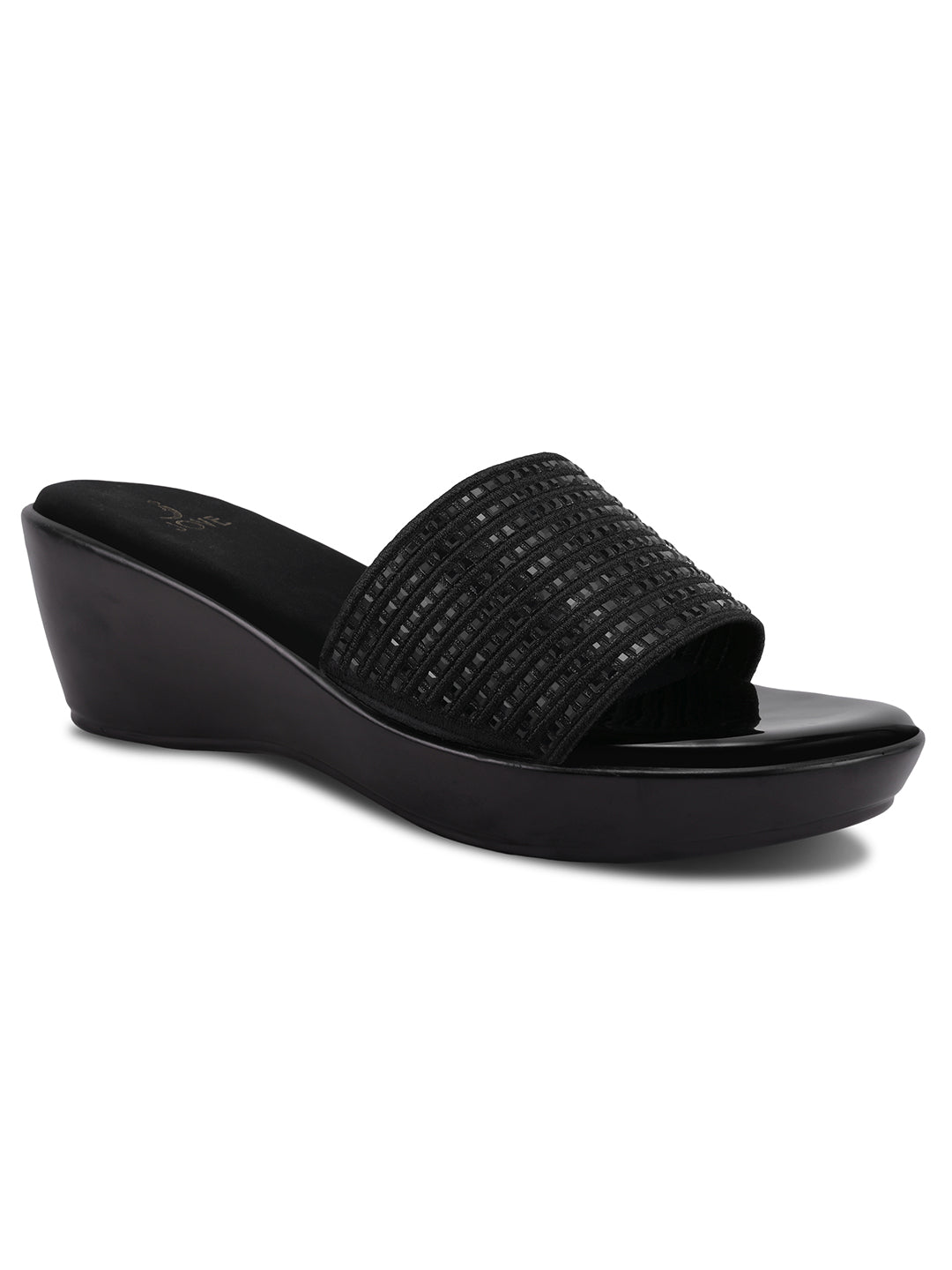 Women, Women Footwear, Black Wedges