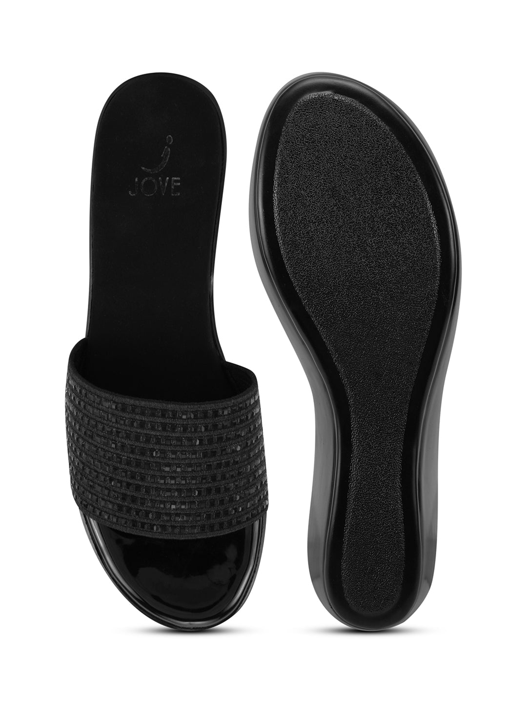 Women, Women Footwear, Black Wedges