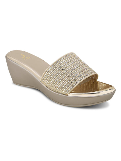 Women, Women Footwear, Gold Wedges