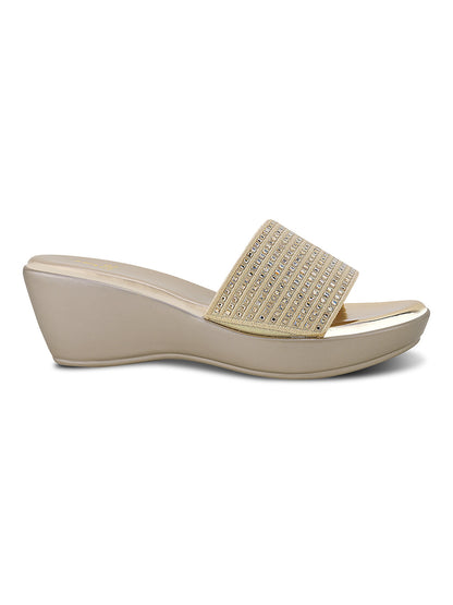 Women, Women Footwear, Gold Wedges