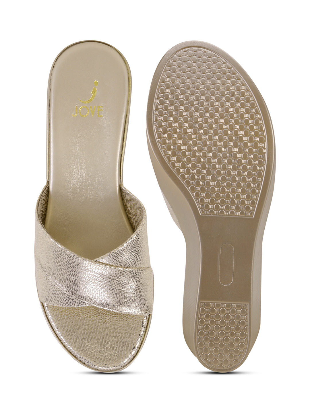 Women, Women Footwear, Gold Wedges