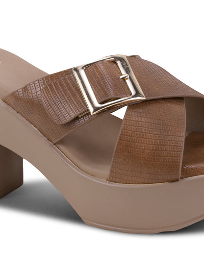 Women Tan Textured Sandals