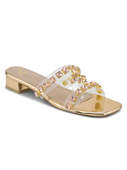 Women, Women Footwear, Gold Open Toe Flats
