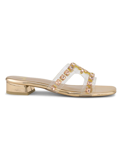 Women, Women Footwear, Gold Open Toe Flats