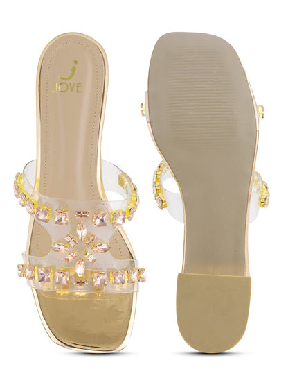 Women, Women Footwear, Gold Open Toe Flats