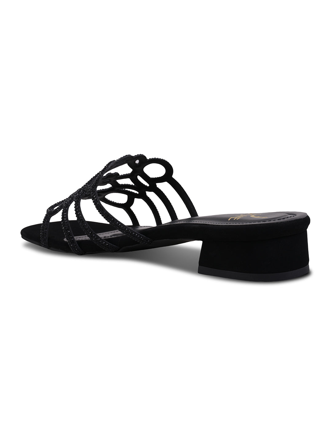 Women, Women Footwear, Black Open Toe Flats