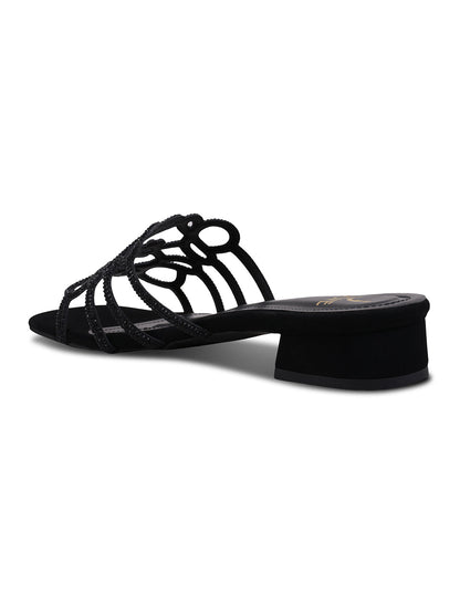 Women, Women Footwear, Black Open Toe Flats