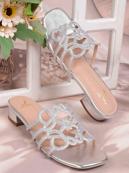 Women, Women Footwear, Silver Open Toe Flats