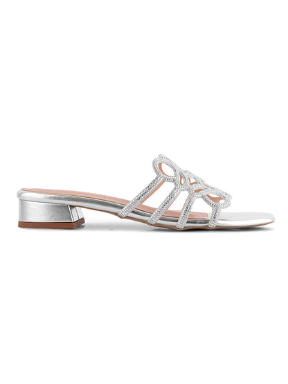 Women, Women Footwear, Silver Open Toe Flats