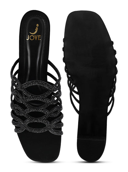 Women, Women Footwear, Black Sandals