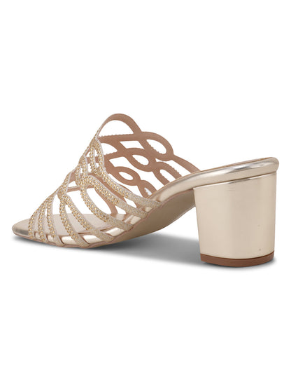Women, Women Footwear, Gold Sandals
