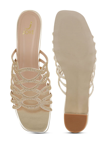 Women, Women Footwear, Gold Sandals