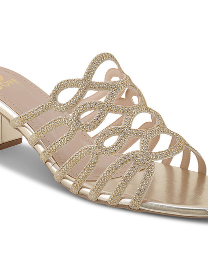Women Gold Embellished Sandals