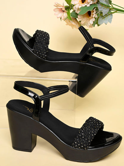 Women, Women Footwear, Black Sandals