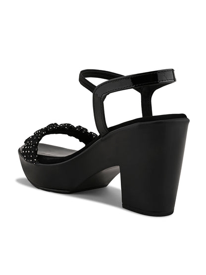 Women, Women Footwear, Black Sandals