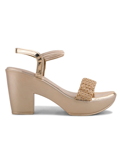 Women, Women Footwear, Gold Sandals