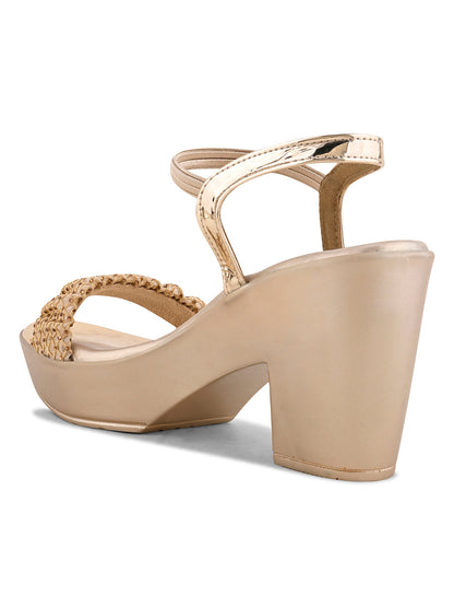 Women, Women Footwear, Gold Sandals