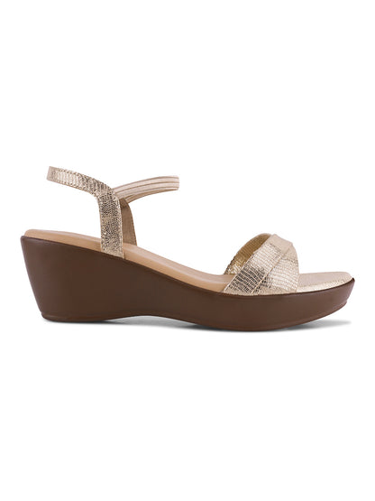 Women, Women Footwear, Gold Sandals