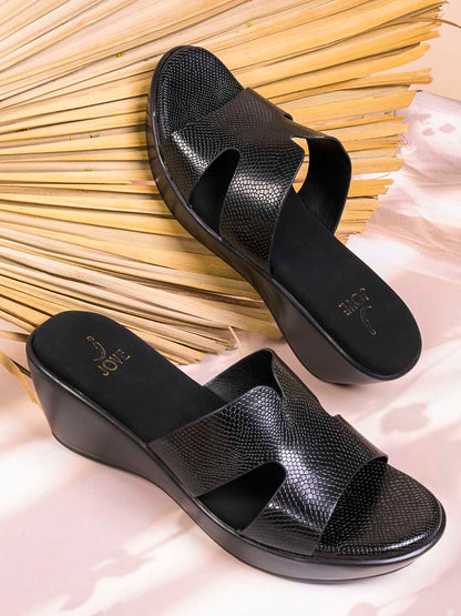 Women, Women Footwear, Black Wedges
