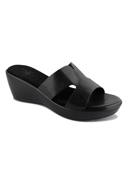 Women, Women Footwear, Black Wedges