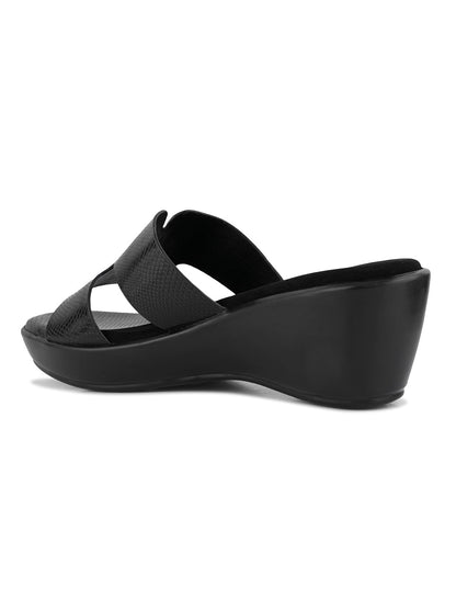 Women, Women Footwear, Black Wedges