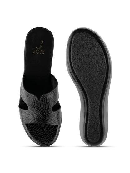 Women, Women Footwear, Black Wedges