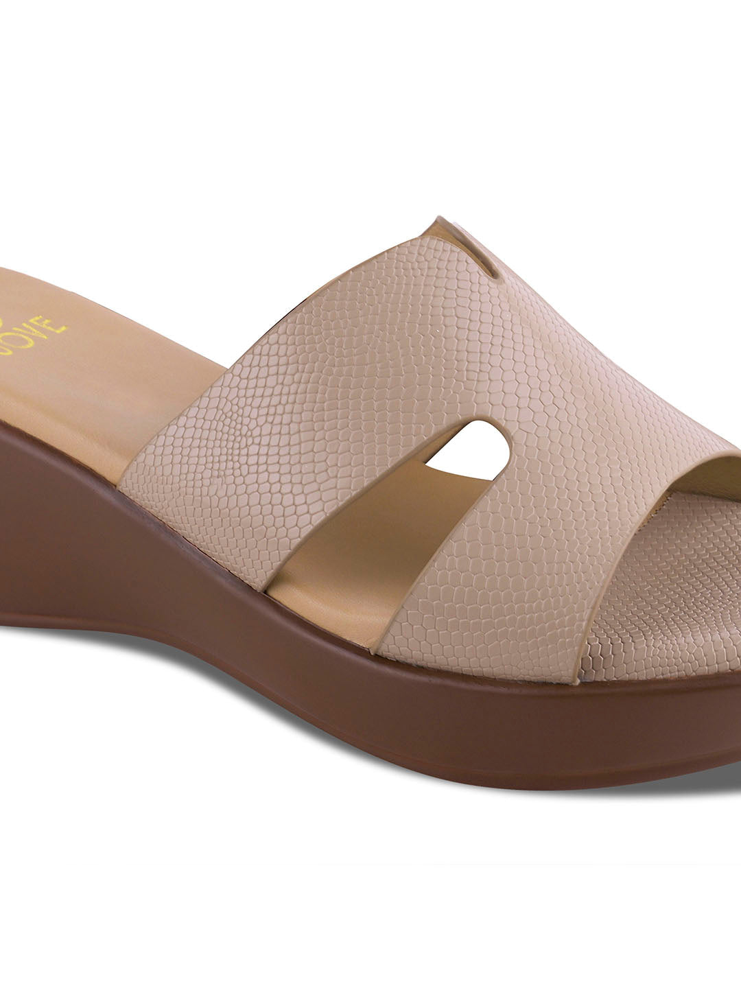 Women Beige Animal Print Wedges