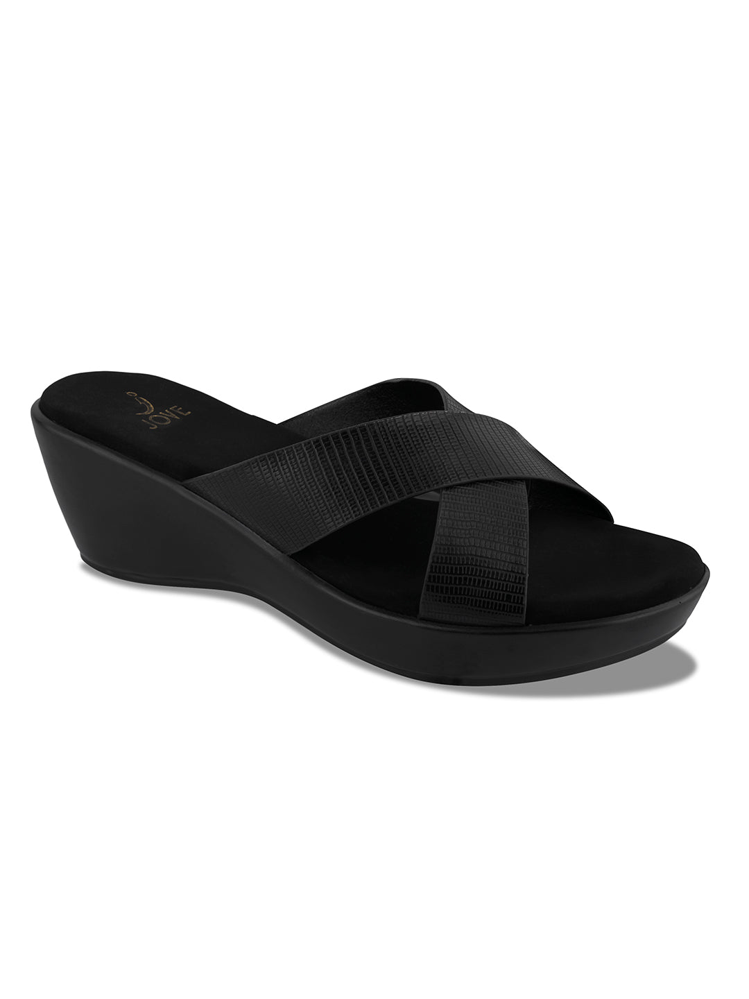 Women, Women Footwear, Black Wedges