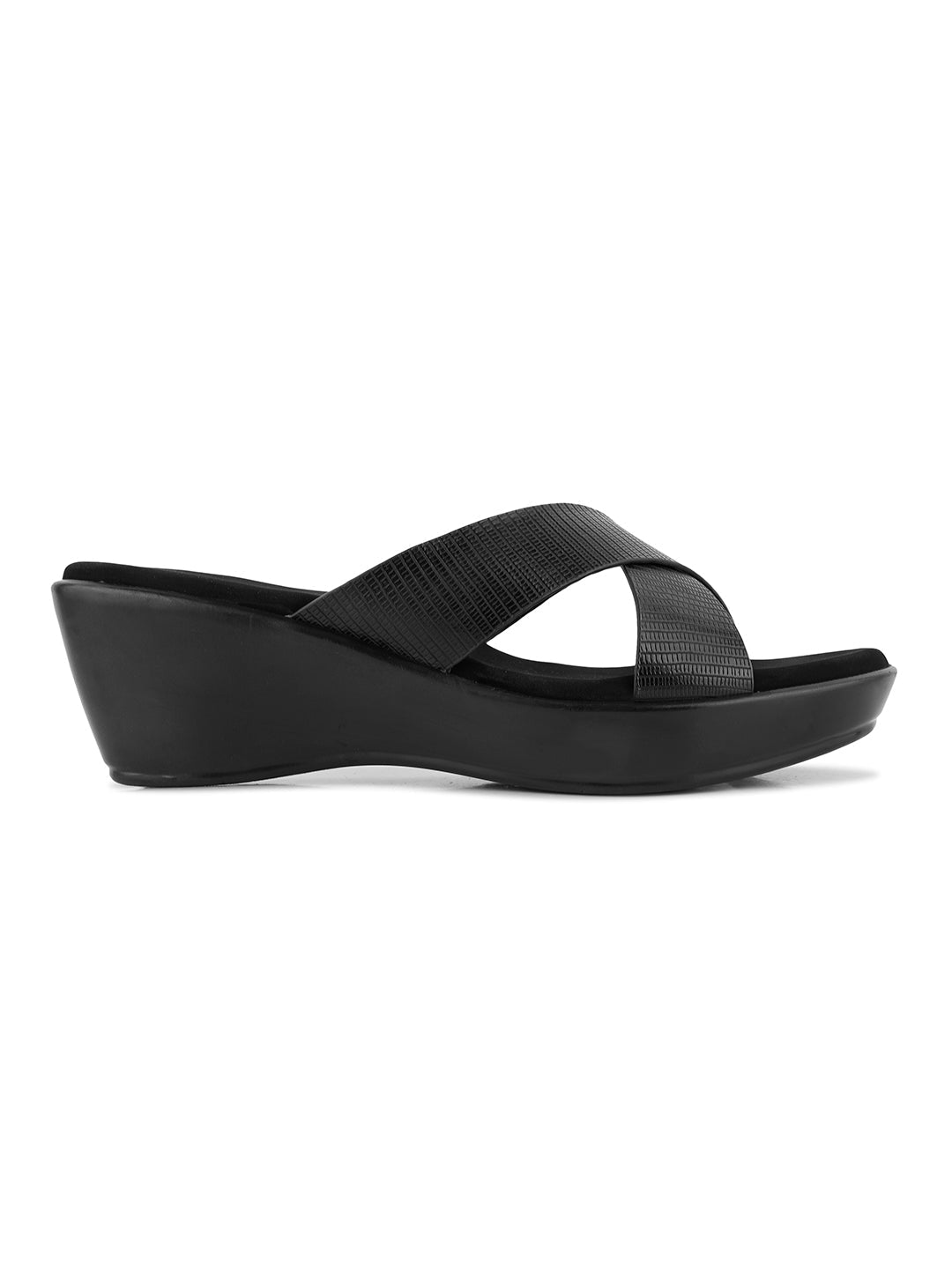 Women, Women Footwear, Black Wedges