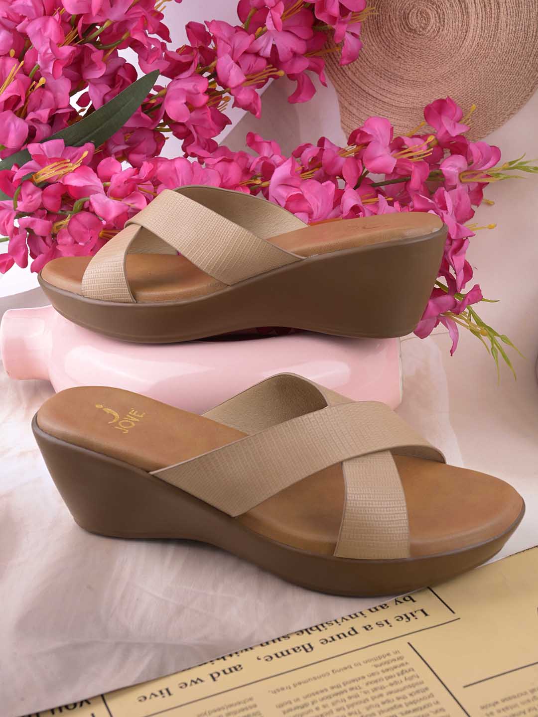 Women, Women Footwear, Beige Wedges