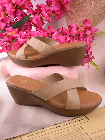 Women, Women Footwear, Beige Wedges