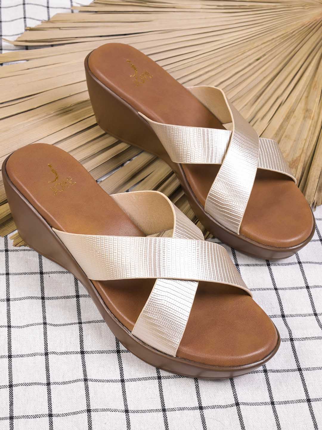 Women, Women Footwear, Gold Wedges