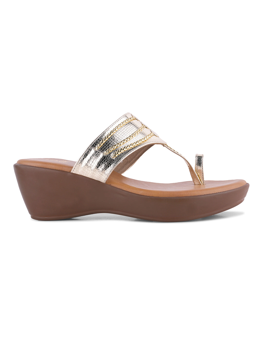 Women, Women Footwear, Gold Wedges