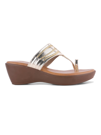 Women, Women Footwear, Gold Wedges