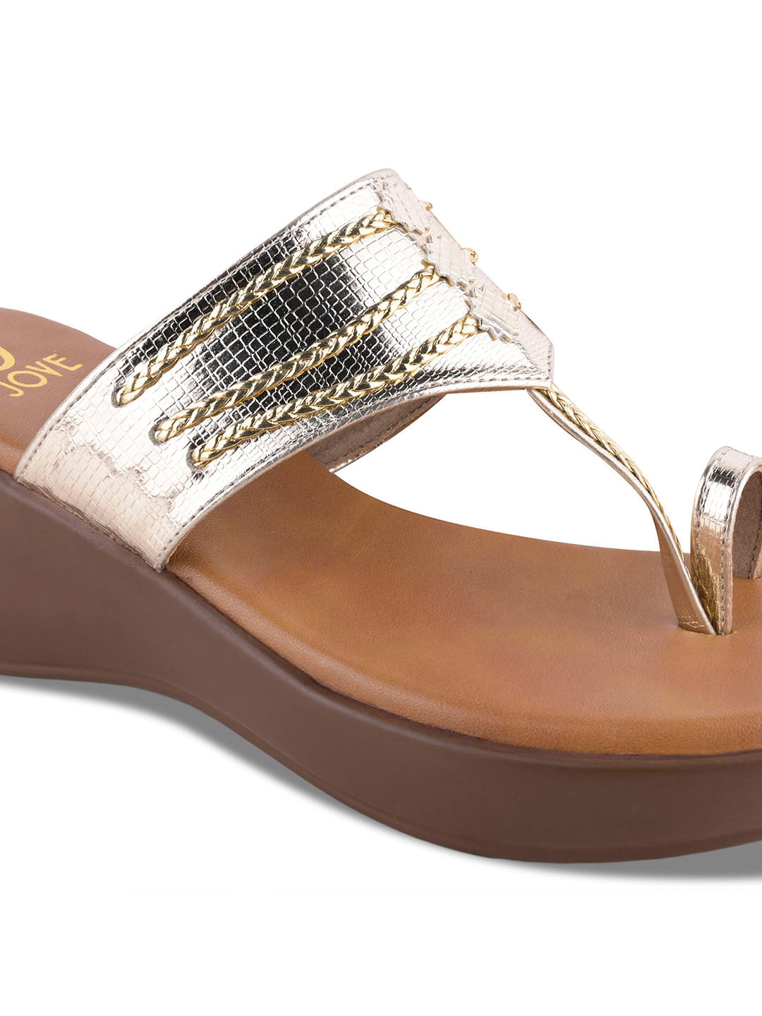 Women Gold Metallic Wedges