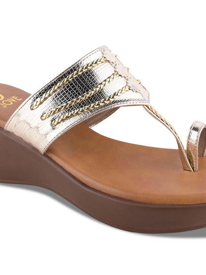 Women Gold Metallic Wedges