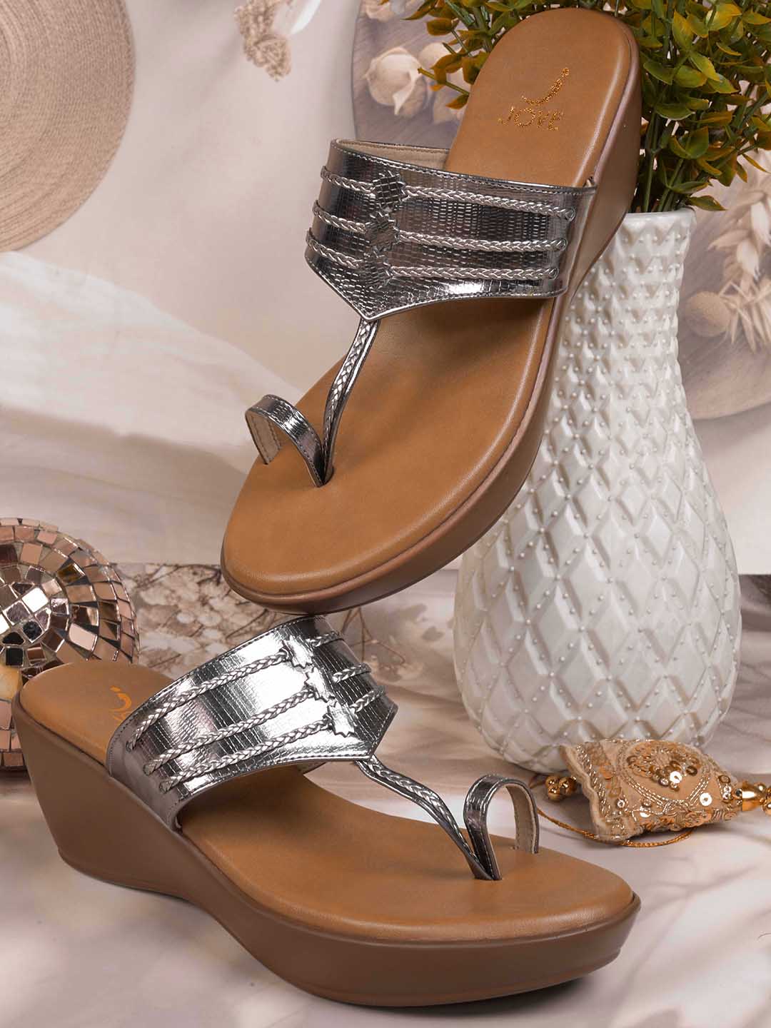 Women, Women Footwear, Grey Wedges